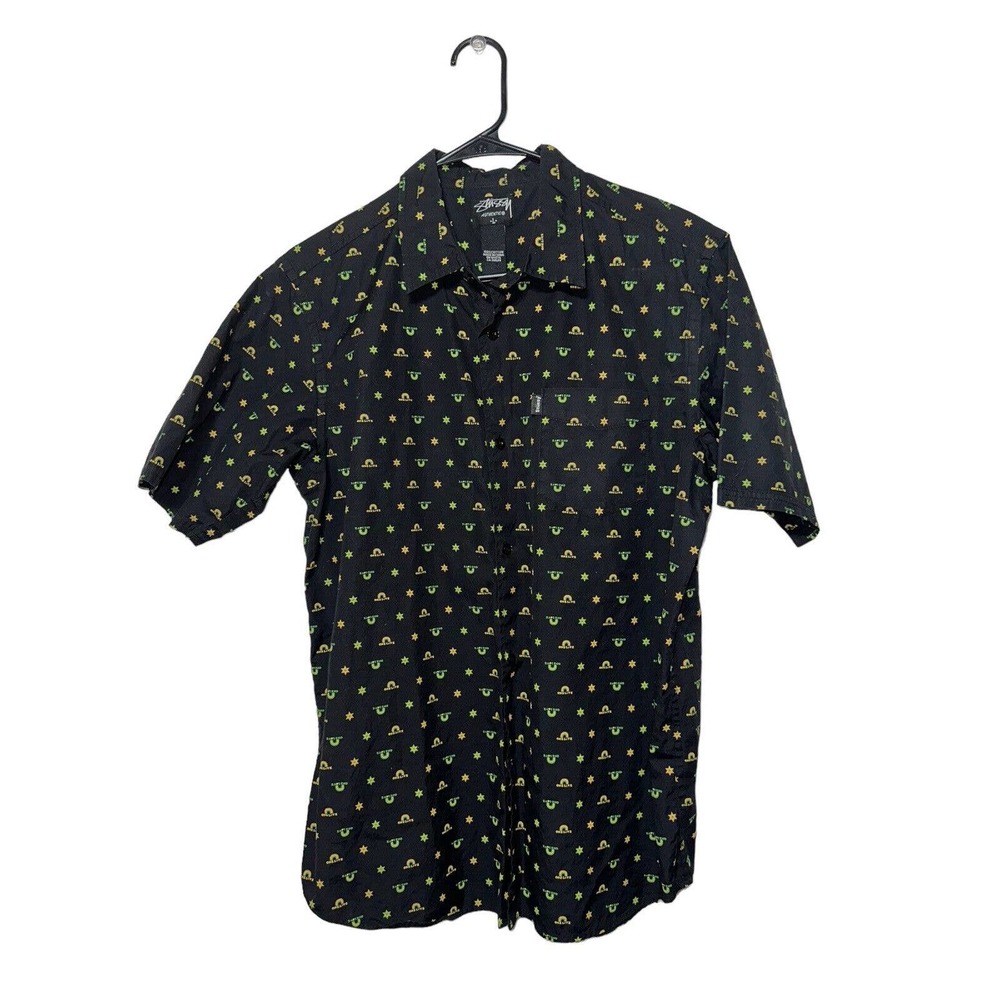 STUSSY One Love All Over Print Button Down Men’s Size Large Vintage